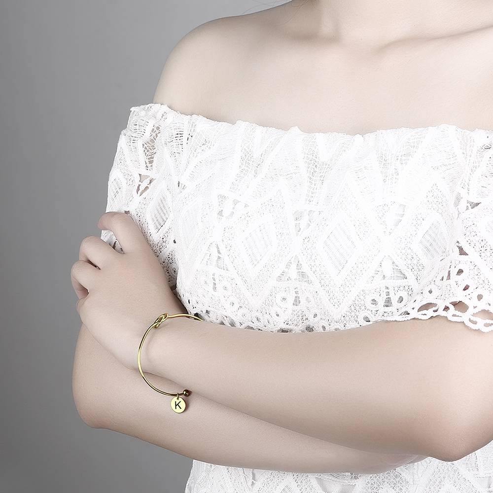 Engraved Initial Name Bangle 14k Gold Plated