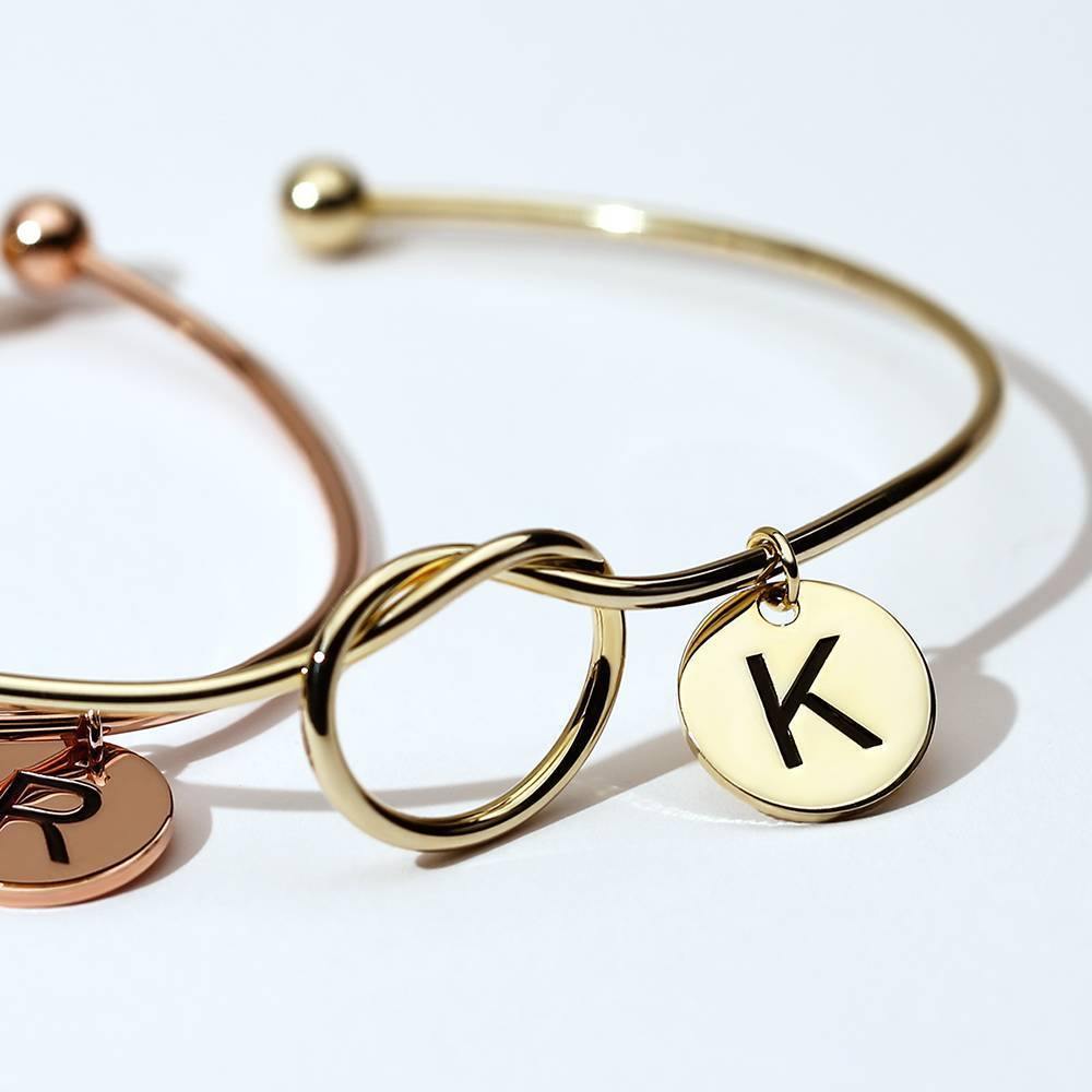 Engraved Initial Name Bangle 14k Gold Plated
