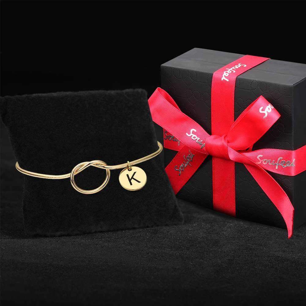 Engraved Initial Name Bangle 14k Gold Plated