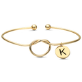 Engraved Initial Name Bangle 14k Gold Plated