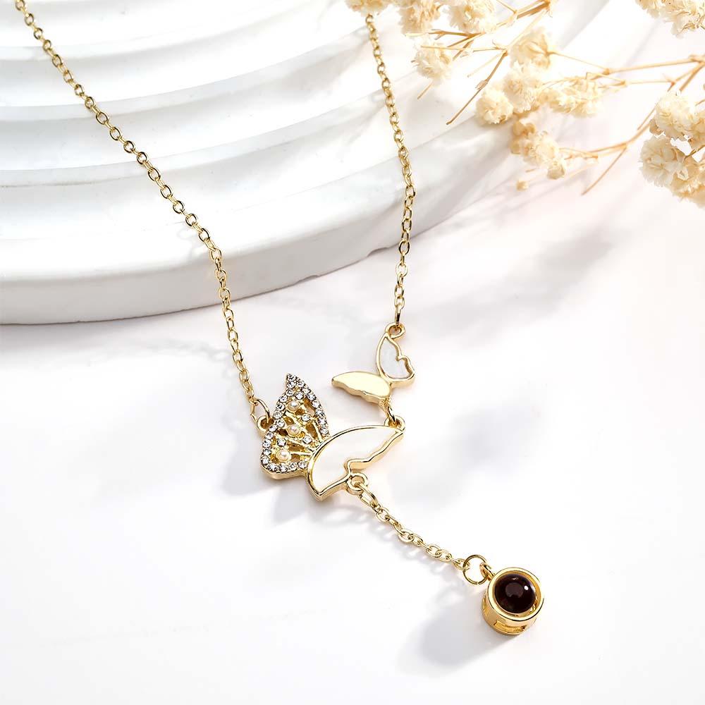 Custom Butterfly Projection Necklace Exquisite Romantic Gift for Her