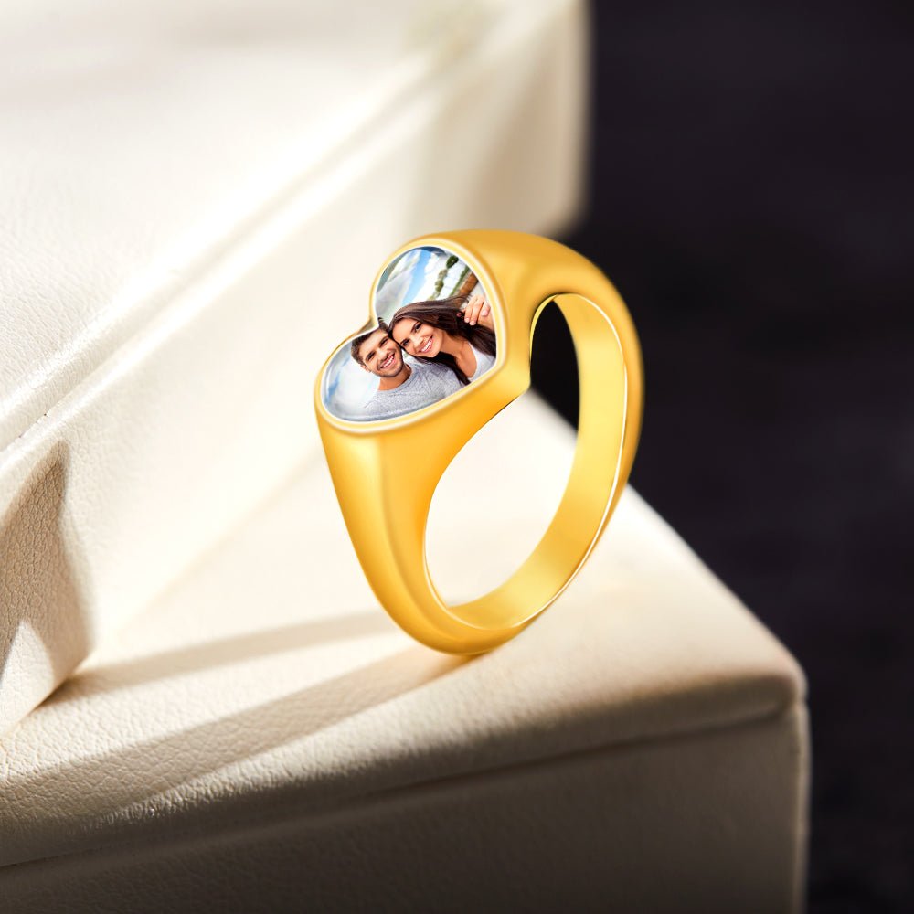 Heart-shaped Photo Ring personalized Women's Jewelry Mother's Day Gifts