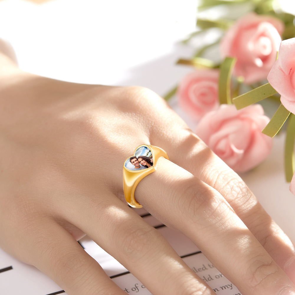 Heart-shaped Photo Ring personalized Women's Jewelry Mother's Day Gifts