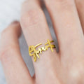 Name Ring, Personalized Handwriting Ring Special Gift 14k Gold Plated - Golden