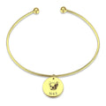 Photo Portrait Bangle with Engraving Round Shape, Custom Portrait Jewellery 14K Gold Plated - Golden