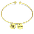 Photo Engraved Bracelet, Personalized Pet Portrait Bracelet 14K Gold Plated - Golden