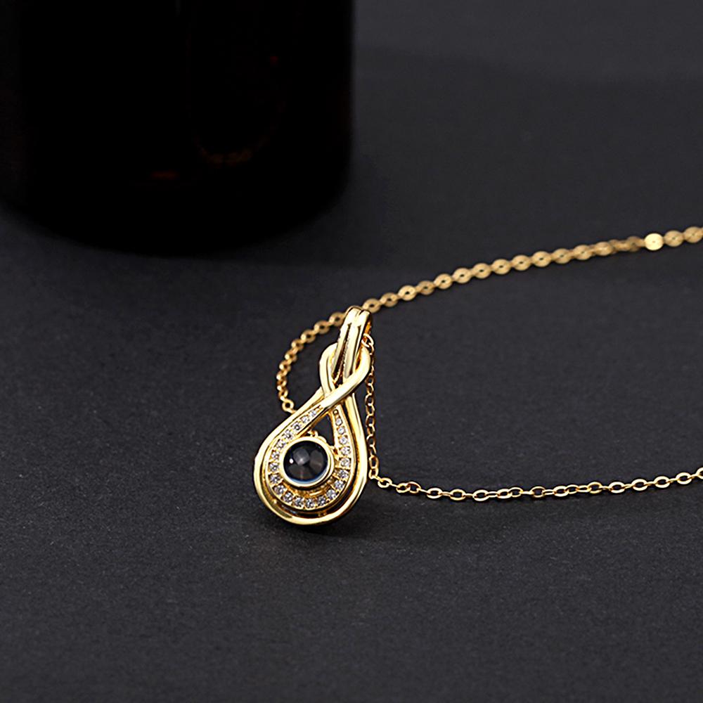 Personalized Picture Projection Necklace with Drop Shaped Classic Gift for Elegant Her