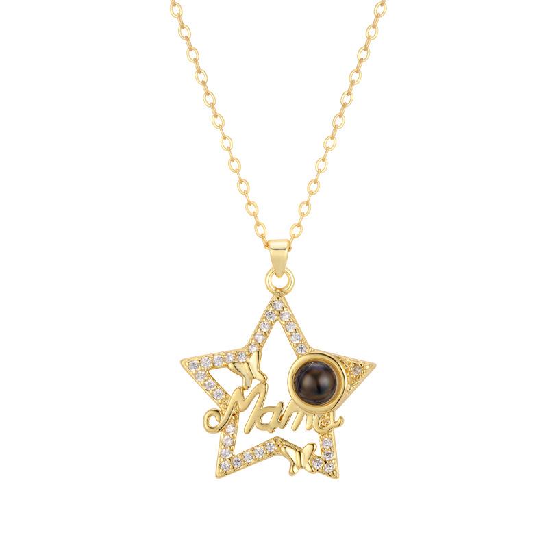 Personalized "MAMA" Heart Projection Necklace Custom Photo Jewelry for Her Mother's Day Gift