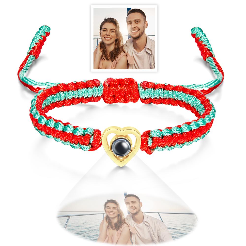 Custom Projection Photo Bracelet Weave Heart-shaped Commemorate Gifts