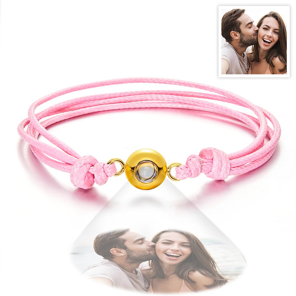 Custom Projection Photo Bracelet Weave Style Colorful Couple Gifts