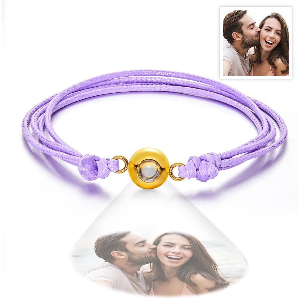 Custom Projection Photo Bracelet Weave Style Colorful Couple Gifts
