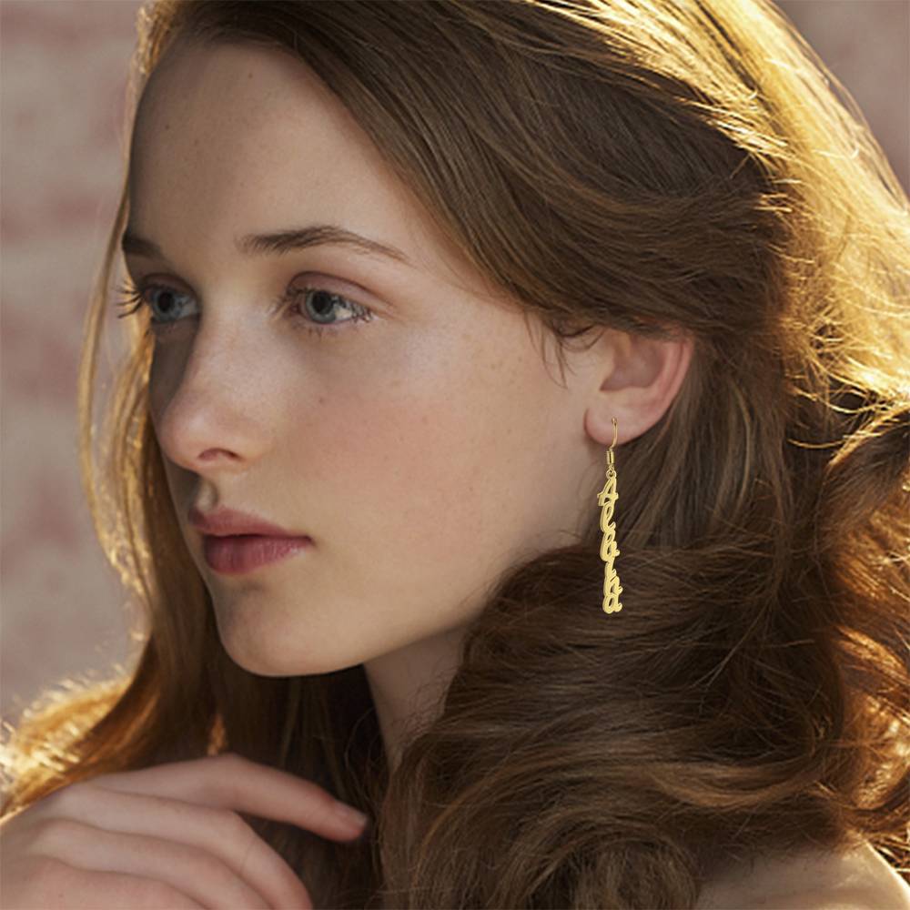 Name Earrings, Drop Earrings Silver Classic Style Unique Gift 14K Gold Plated