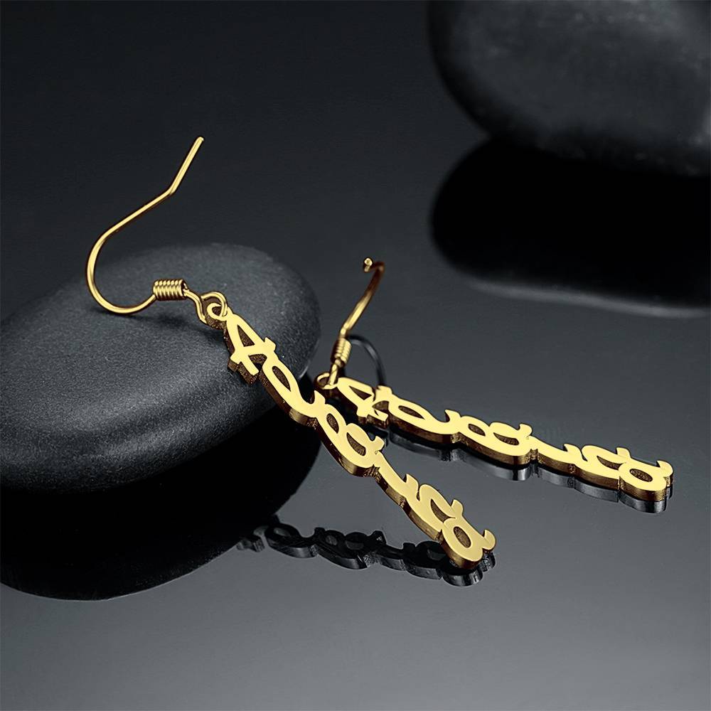 Name Earrings, Drop Earrings Silver Classic Style Unique Gift 14K Gold Plated