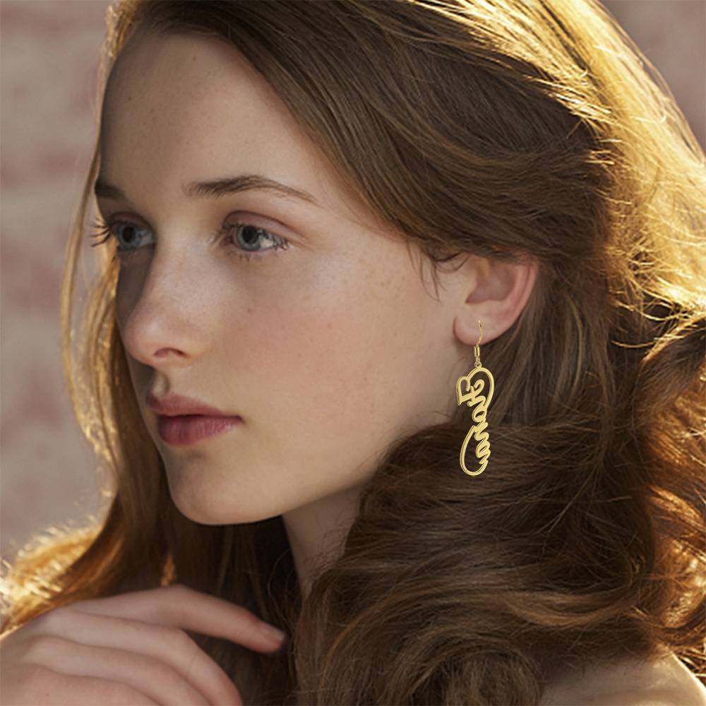 Name Earrings, Drop Earrings 14K Gold Plated