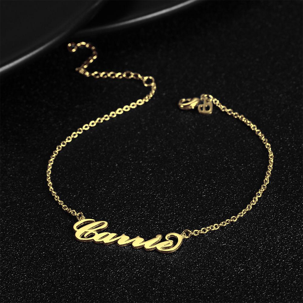 Custom Name Anklet, Personalized Jewelry 14K Gold Plated - Golden