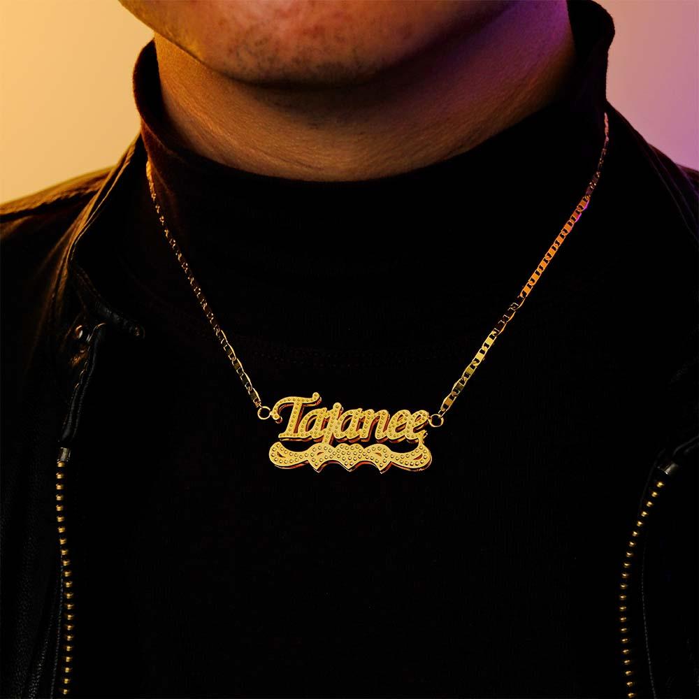 Custom Name Necklace Hip Hop Fashion Heart Decor Necklace Gifts for Him