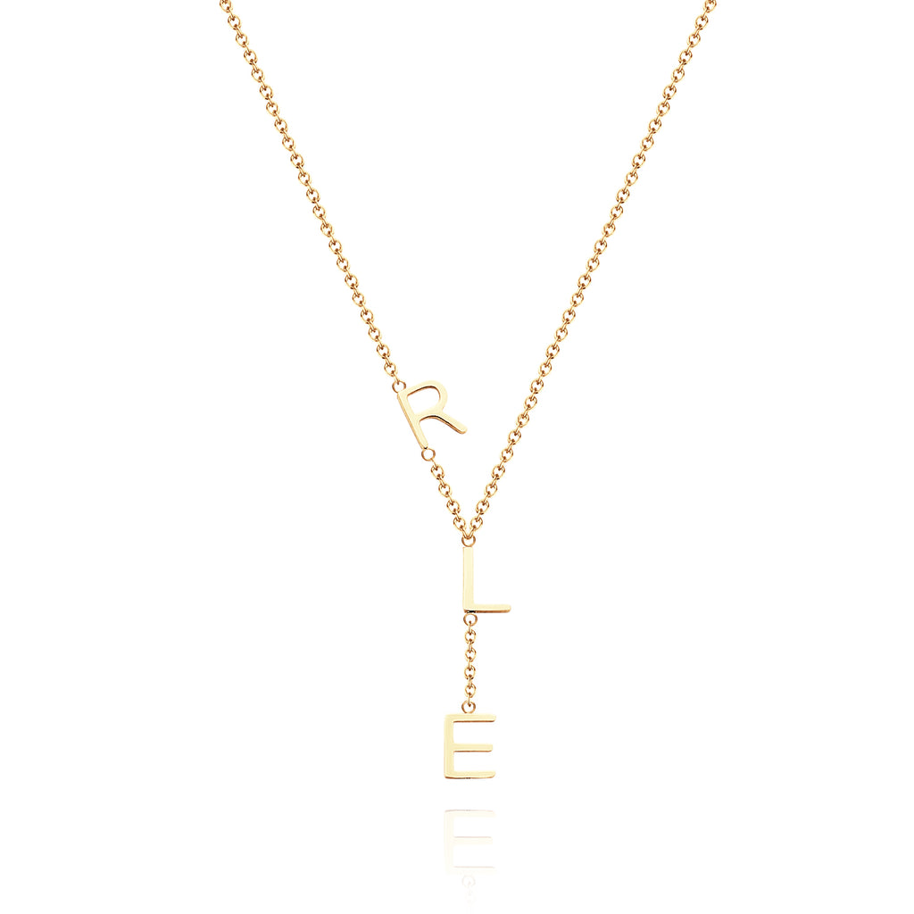 Custom Initial Necklace Custom Drop Name Necklace Name Y Necklace Personalized Gift for Her Bridesmaid Jewelry