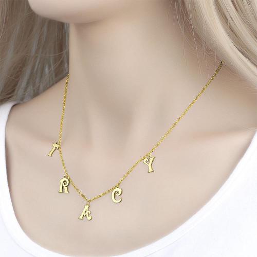 Personalized Name Necklace, Initial Letter Necklace 14k Gold Plated - Golden