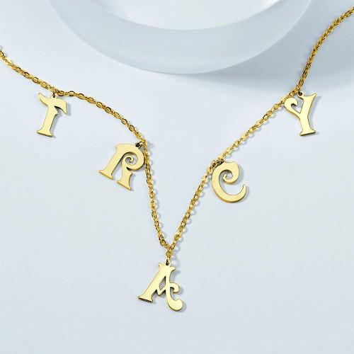 Personalized Name Necklace, Initial Letter Necklace 14k Gold Plated - Golden