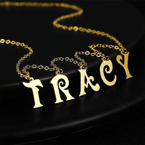 Personalized Name Necklace, Initial Letter Necklace 14k Gold Plated - Golden