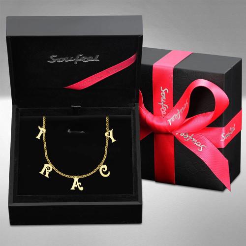 Personalized Name Necklace, Initial Letter Necklace 14k Gold Plated - Golden
