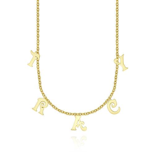 Personalized Name Necklace, Initial Letter Necklace 14k Gold Plated - Golden