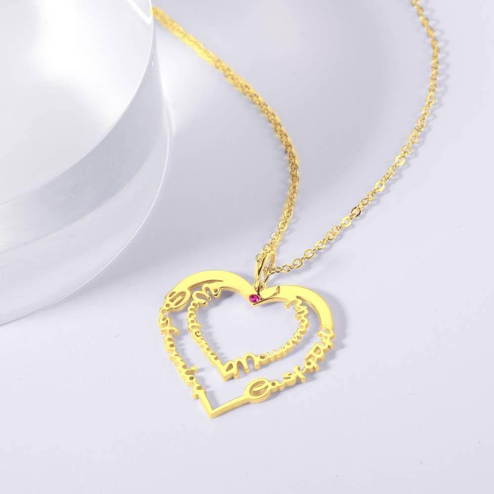 Custom Birthstone Name Necklace, Unique Gift 14K Gold Plated - Golden