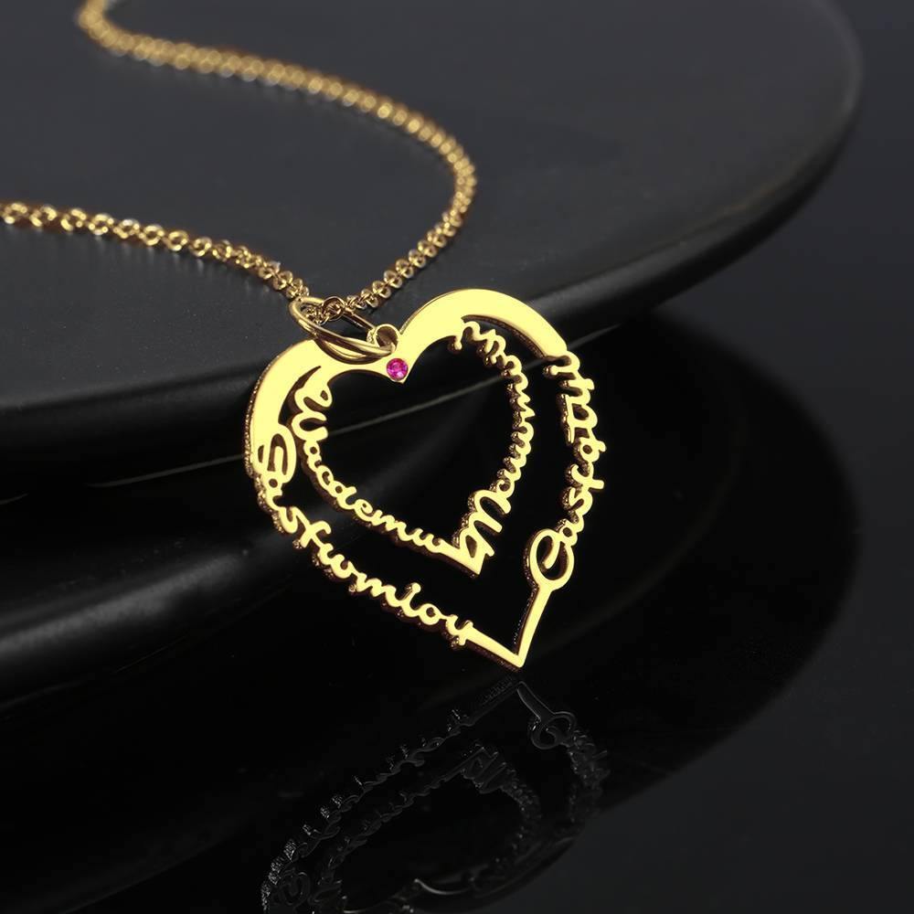 Custom Birthstone Name Necklace, Unique Gift 14K Gold Plated - Golden