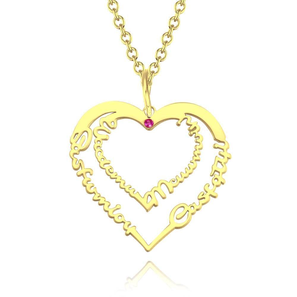 Custom Birthstone Name Necklace, Unique Gift 14K Gold Plated - Golden