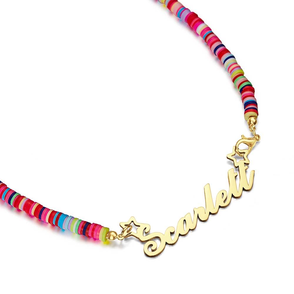 Rainbow Magic Girls Name Necklace Personalized Children Nameplate Necklace Gift