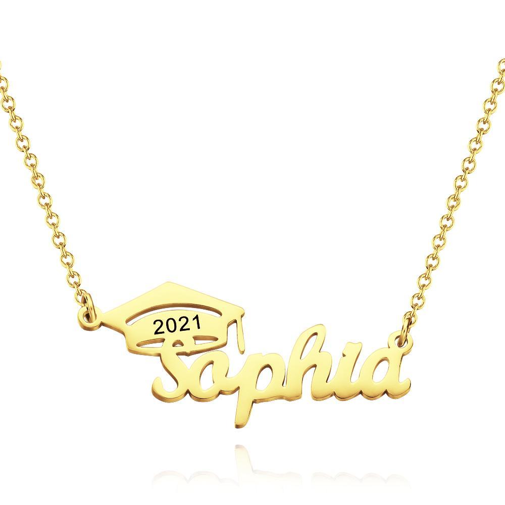Custom Bachelor Cap Name Necklace Graduation Gifts