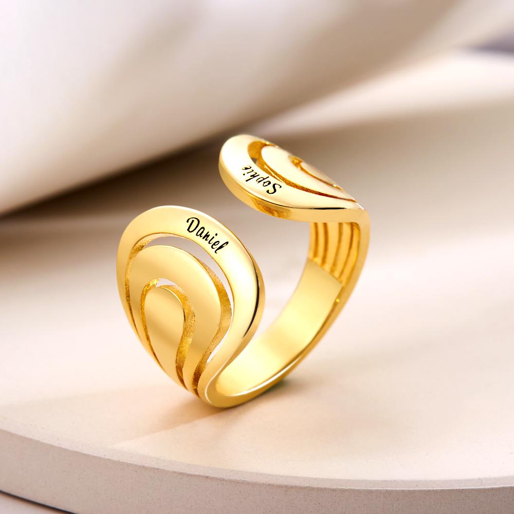 Custom Engraved Hug Name Rings Gift for Her