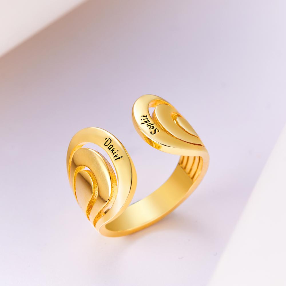 Custom Engraved Hug Name Rings Gift for Her
