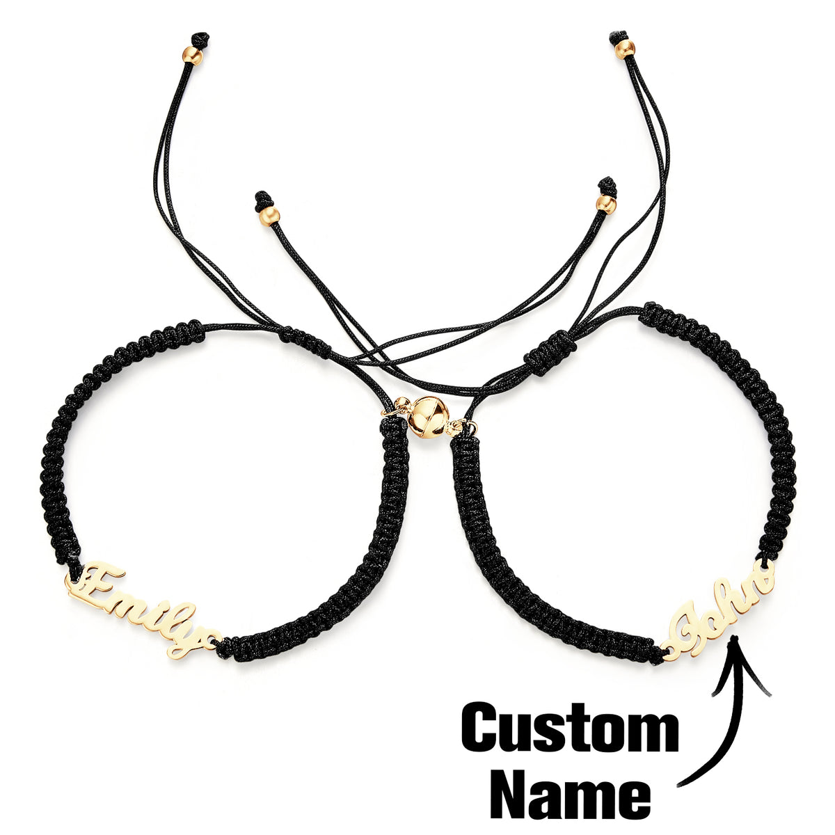 Custom Braided Name Bracelet with Heart Personalized Couple Heart Bracelet Unisex Adjustable Bracelet Couple Gifts