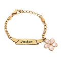 Custom Name Child Bracelets Chain Link Adjustable Personalized Daisy Flower Charms Gift For Girls