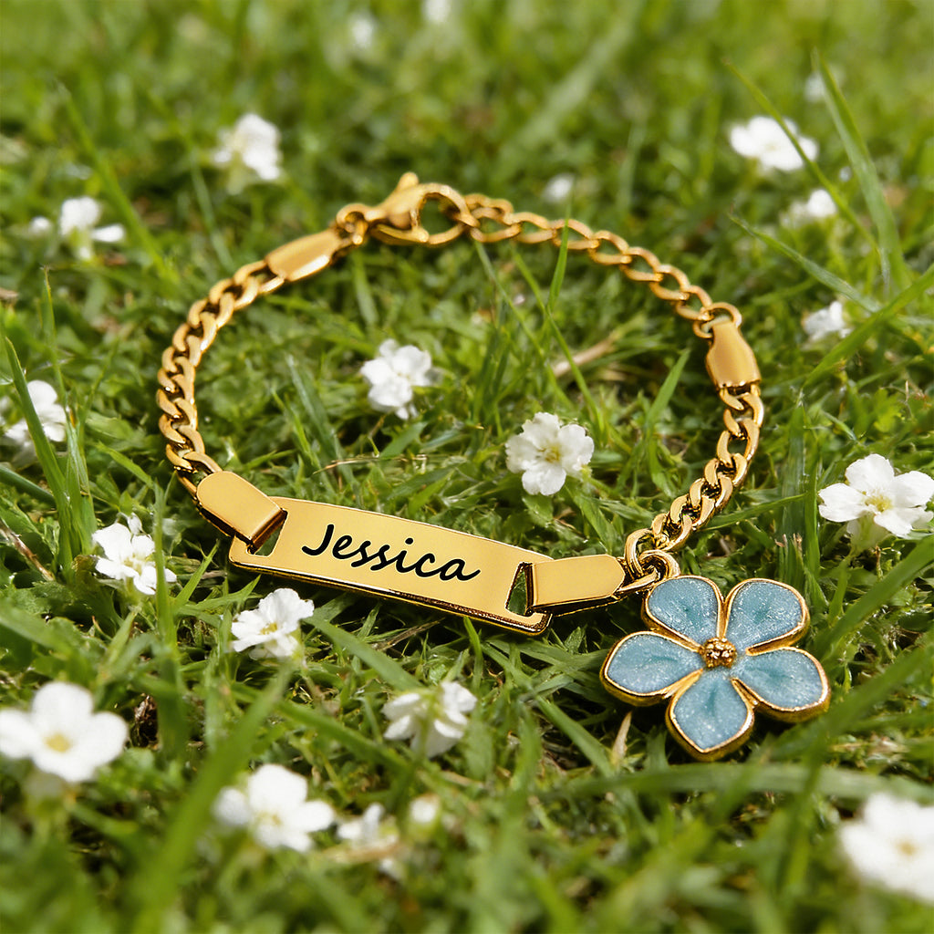 Custom Name Child Bracelets Chain Link Adjustable Personalized Daisy Flower Charms Gift For Girls