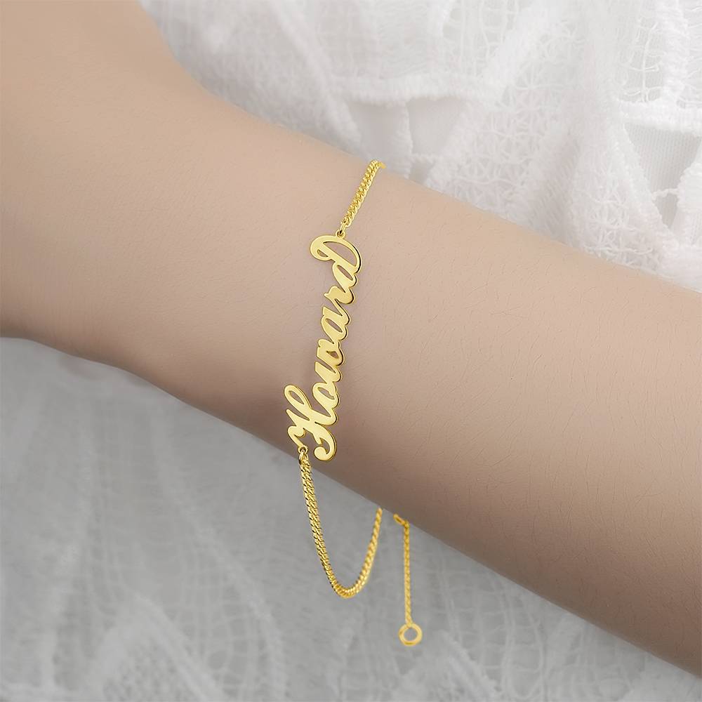 Personalized Name Bracelet, Any Name Bracelet 14k Gold Plated - Golden
