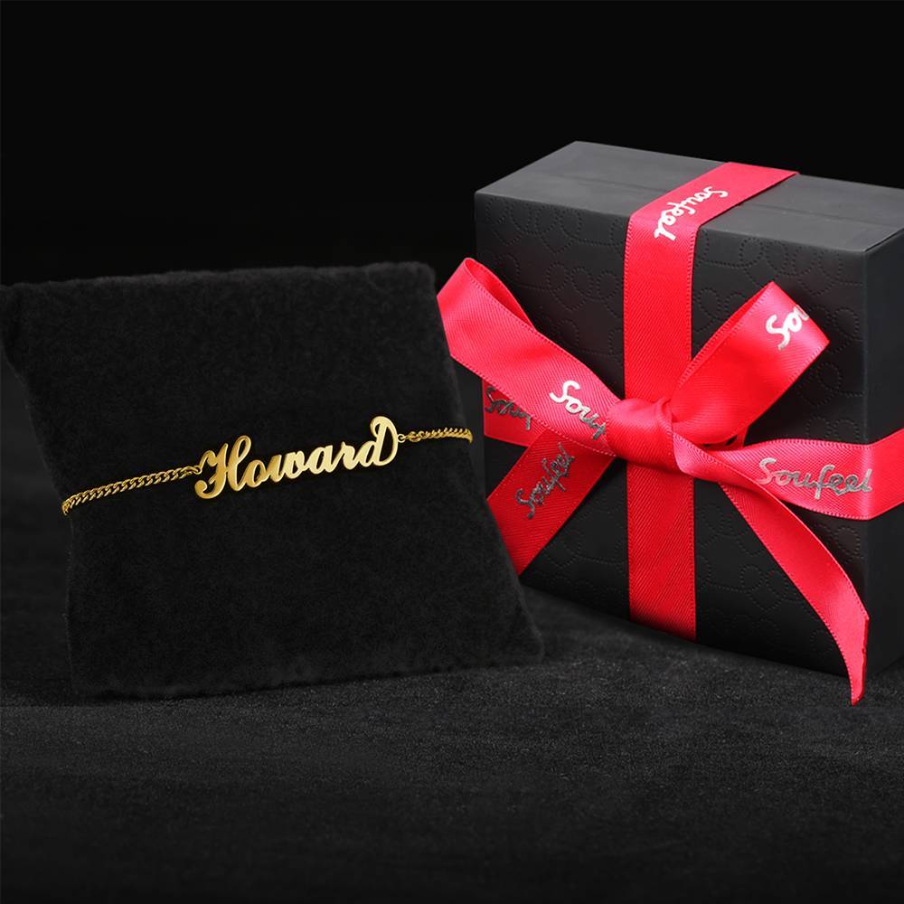 Personalized Name Bracelet, Any Name Bracelet 14k Gold Plated - Golden