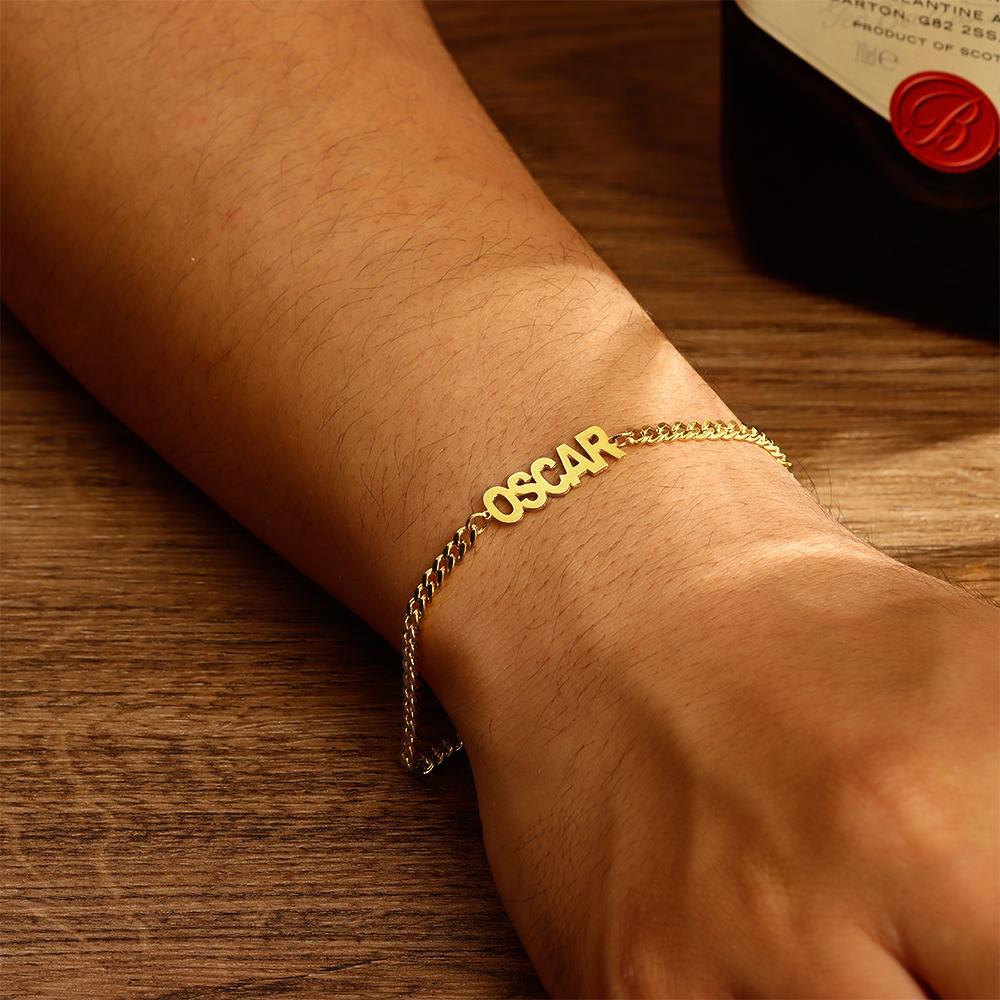Men's Bracelet Custom Men's Bracelet Engraved Bent card Bracelet Gift Boyfriend - Silver