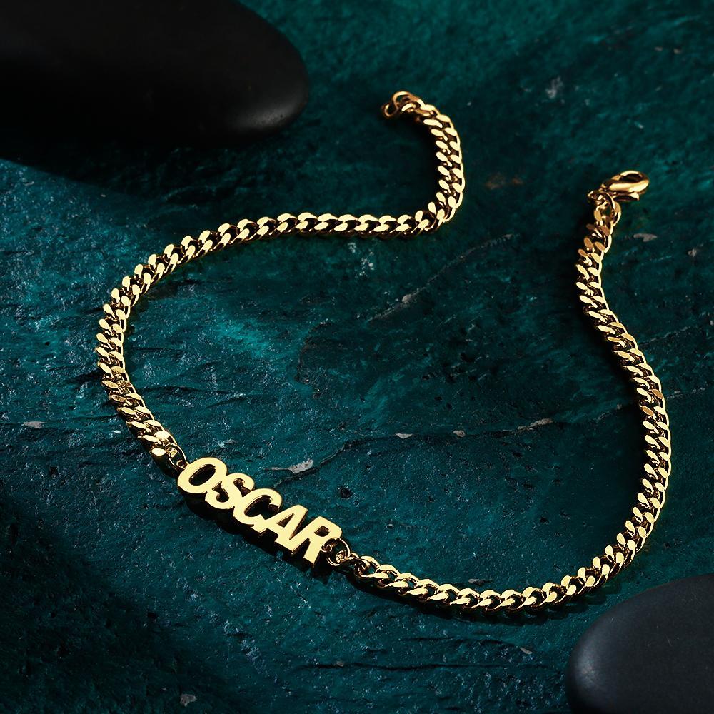 Men's Bracelet Custom Bracelet Engraved Bentcard Bracelet Gift Boyfriend - 14k Gold Plated