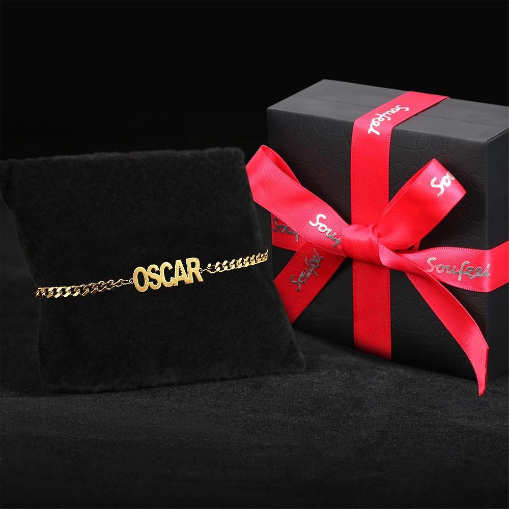 Men's Bracelet Custom Bracelet Engraved Bentcard Bracelet Gift Boyfriend - 14k Gold Plated