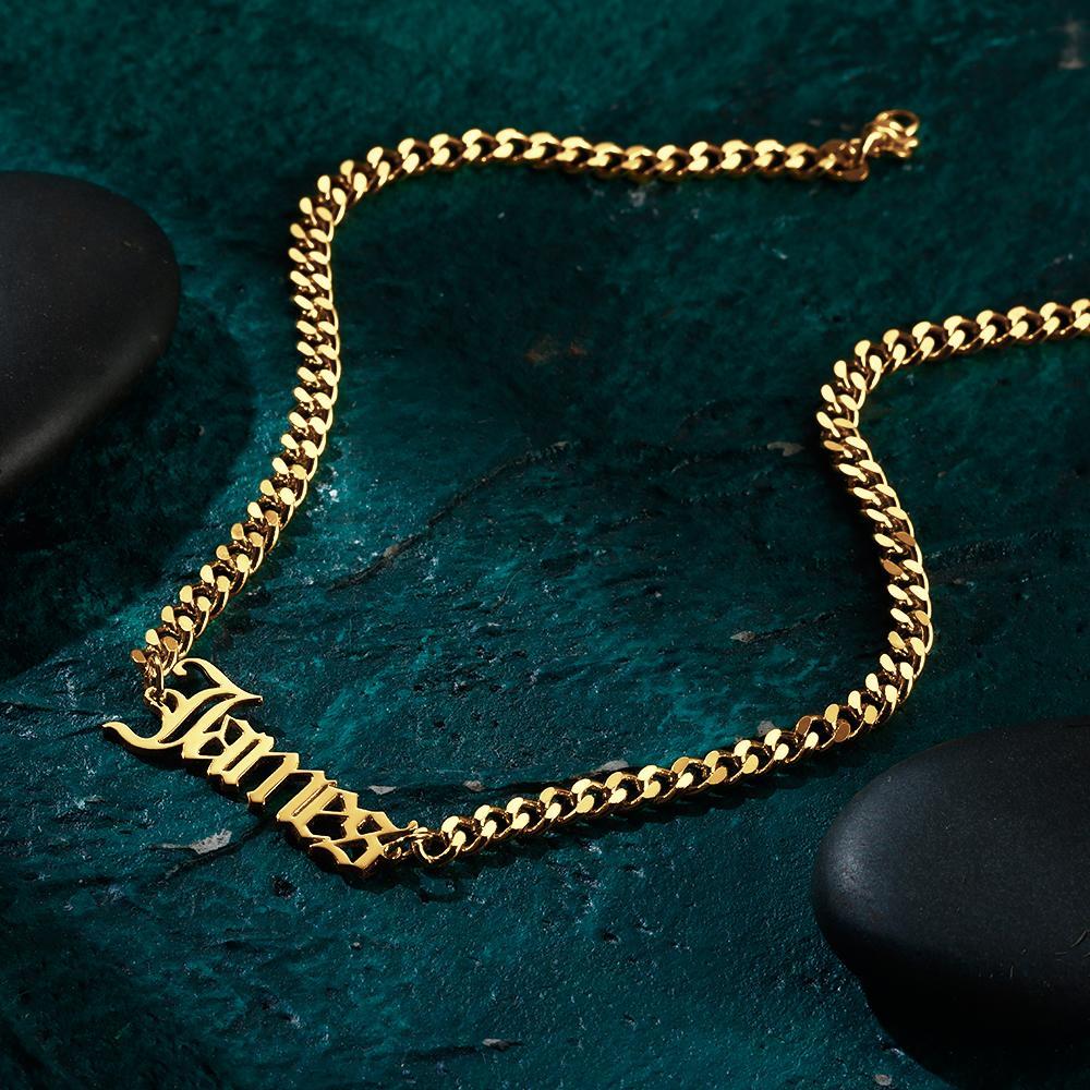 Custom Men's Bracelet Dainty Name Bracelet Hypoallergenic Gift for Boyfriend - 14k Gold Plated