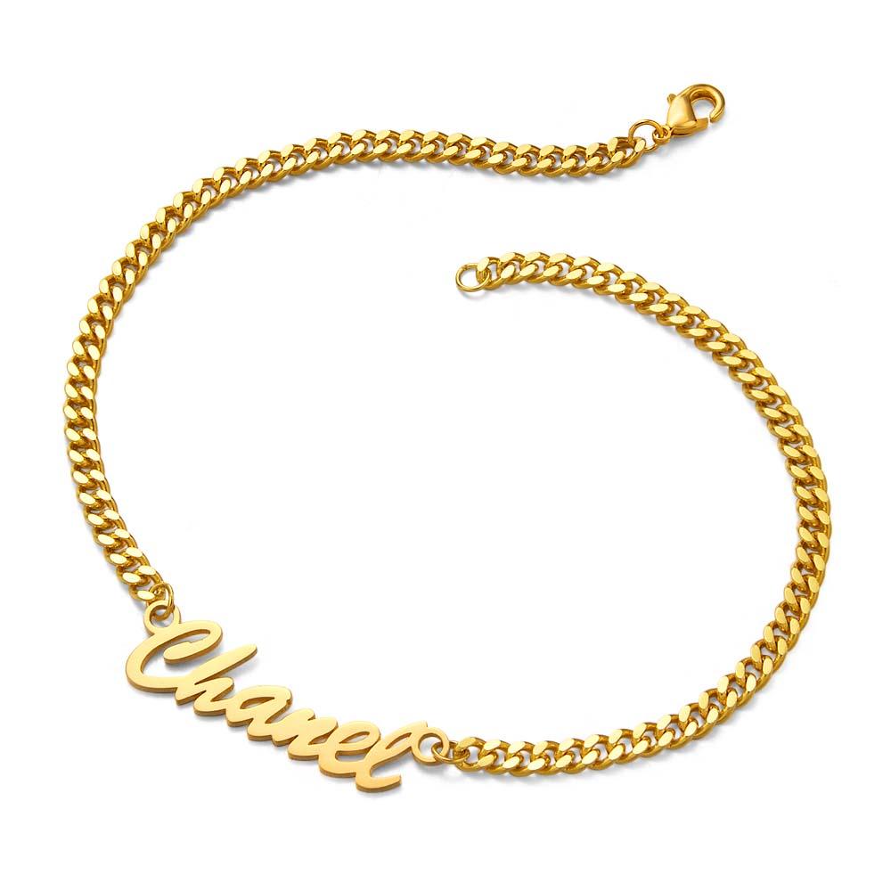 Thick Name Bracelet Personalized Your Name for Men Boys Women Heavy Curb Chain