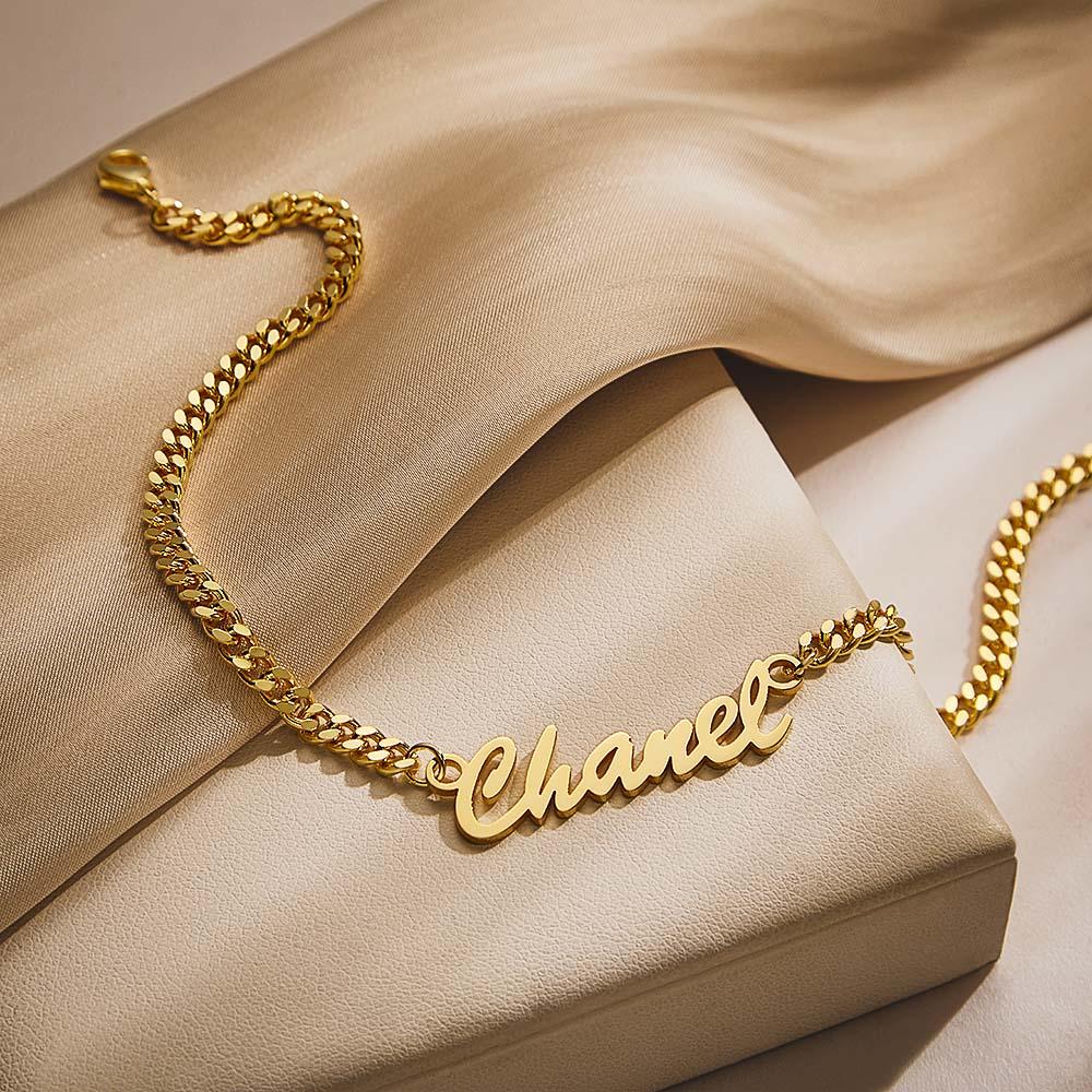 Thick Name Bracelet Personalized Your Name for Men Boys Women Heavy Curb Chain