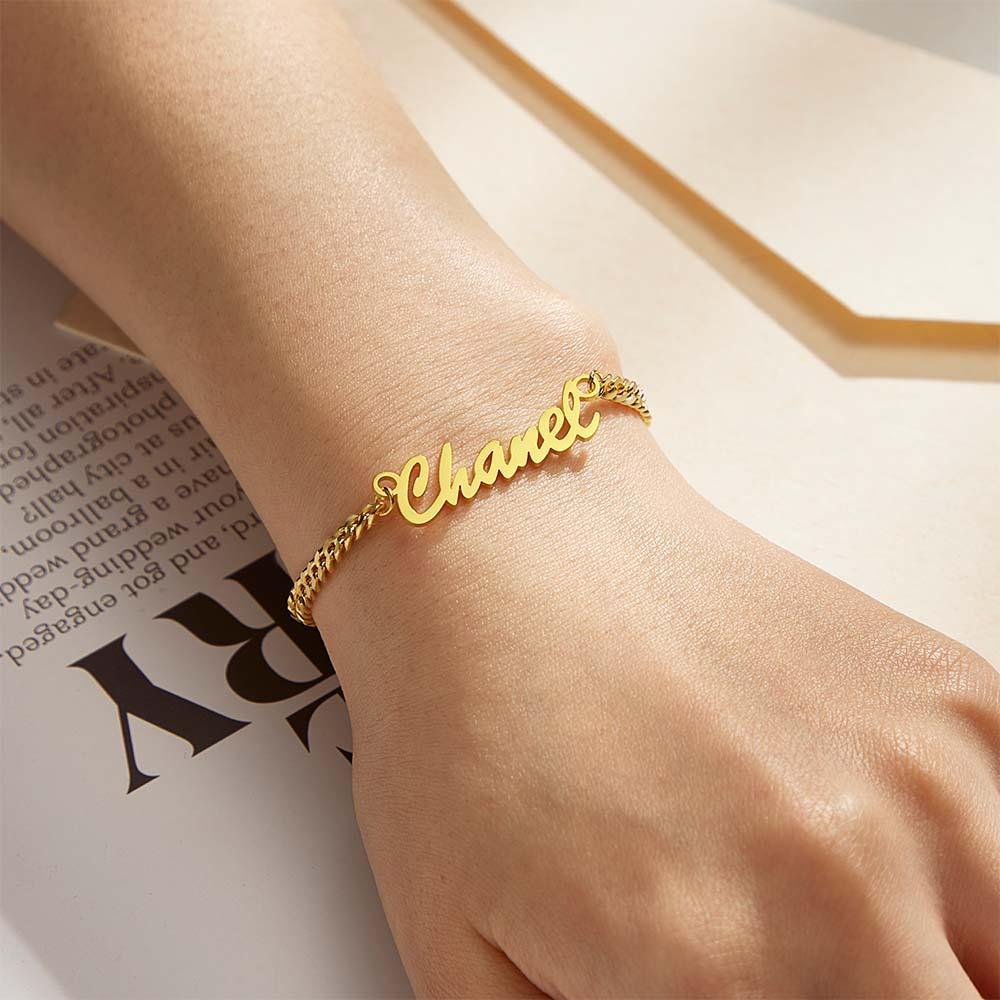 Thick Name Bracelet Personalized Your Name for Men Boys Women Heavy Curb Chain