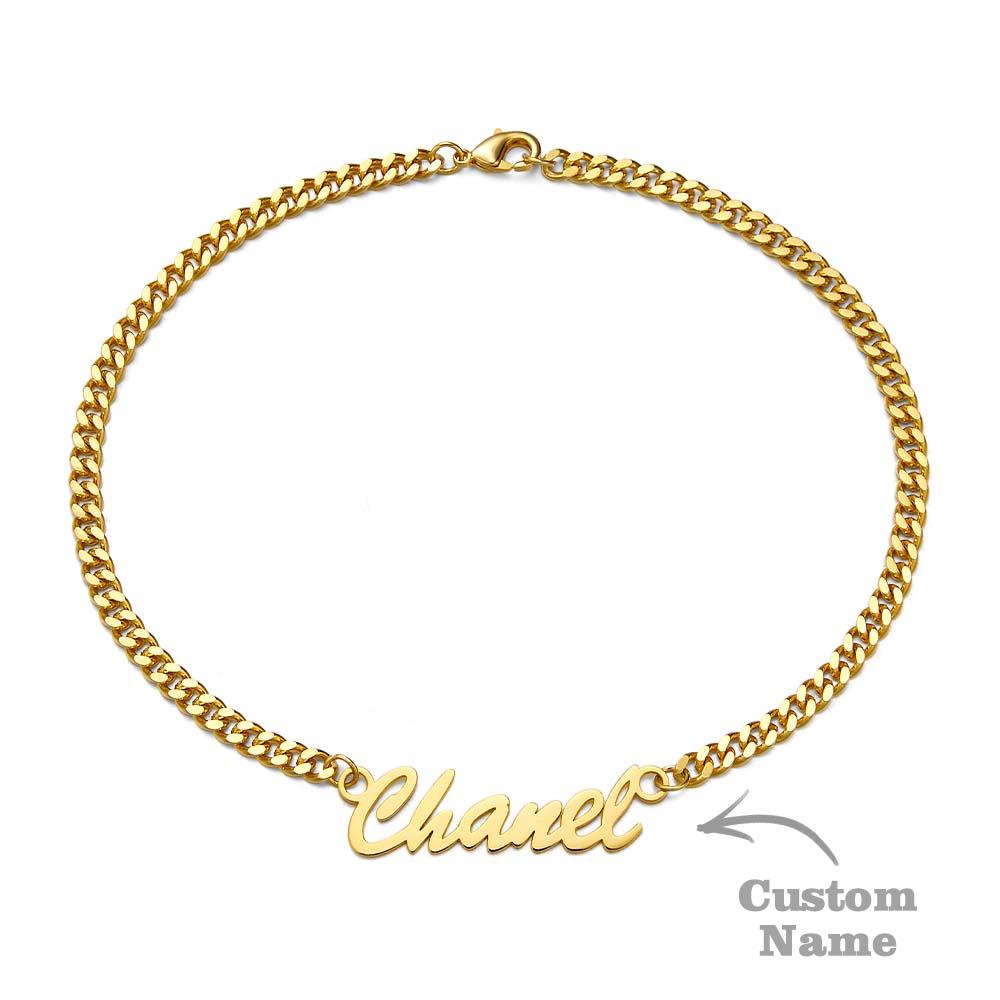 Thick Name Bracelet Personalized Your Name for Men Boys Women Heavy Curb Chain