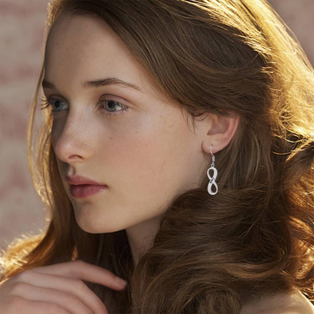 Custom Engraved Earrings with Infinity Earrings Platinum Plated