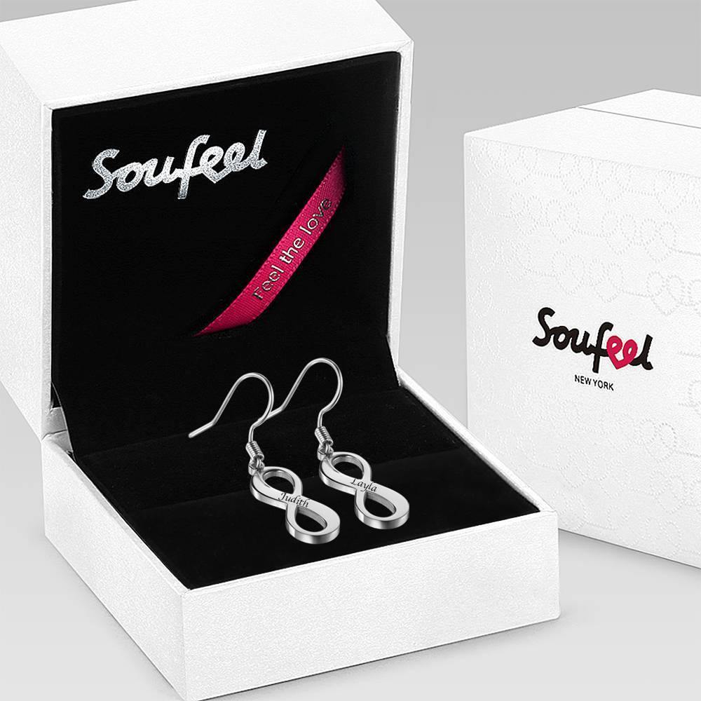 Custom Engraved Earrings with Infinity Earrings Platinum Plated