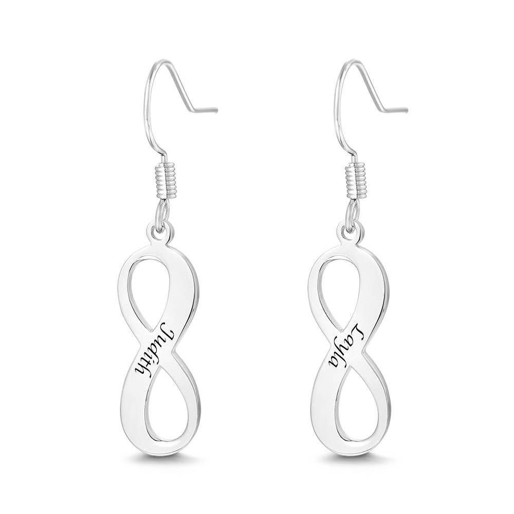 Custom Engraved Earrings with Infinity Earrings Platinum Plated