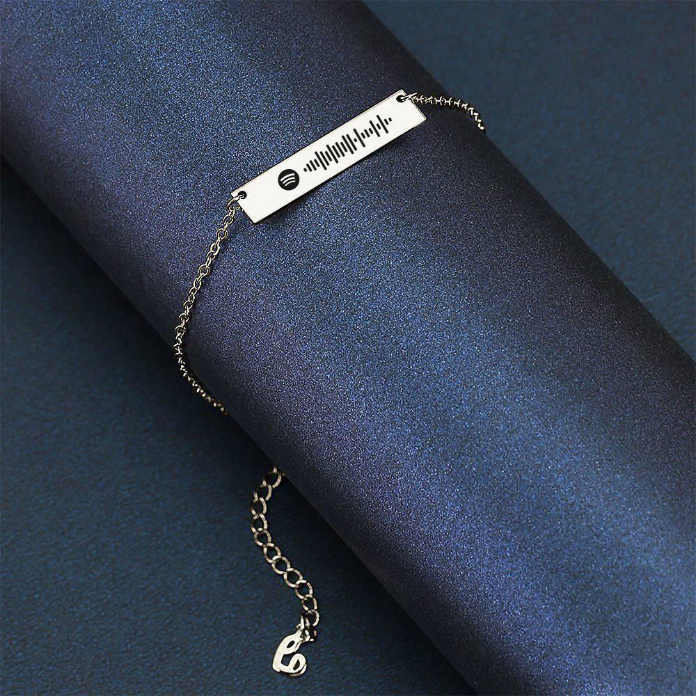 Scannable Spotify Code Anklet Engraved Bar Anklet Silver Color Gifts for Girlfriend